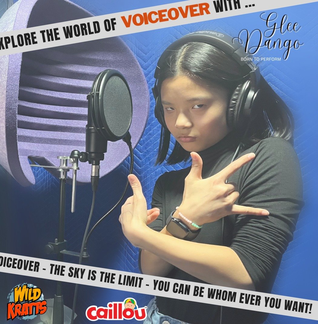 Glee Dango in a voiceover recording booth